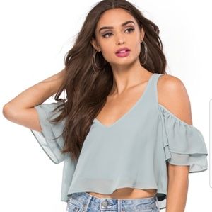 Sadie ruffle crop top SHOW ME YOUR MUMU in Sage